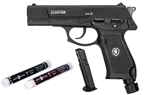 Lancer Tactical Scorpion 0.5 Caliber Non-Blowback Air Pistol - Less Lethal, Ideal for Home and Personal Defense, Police-Grade Pepper Projectile Gun-(Black Package) - Titan Tactical