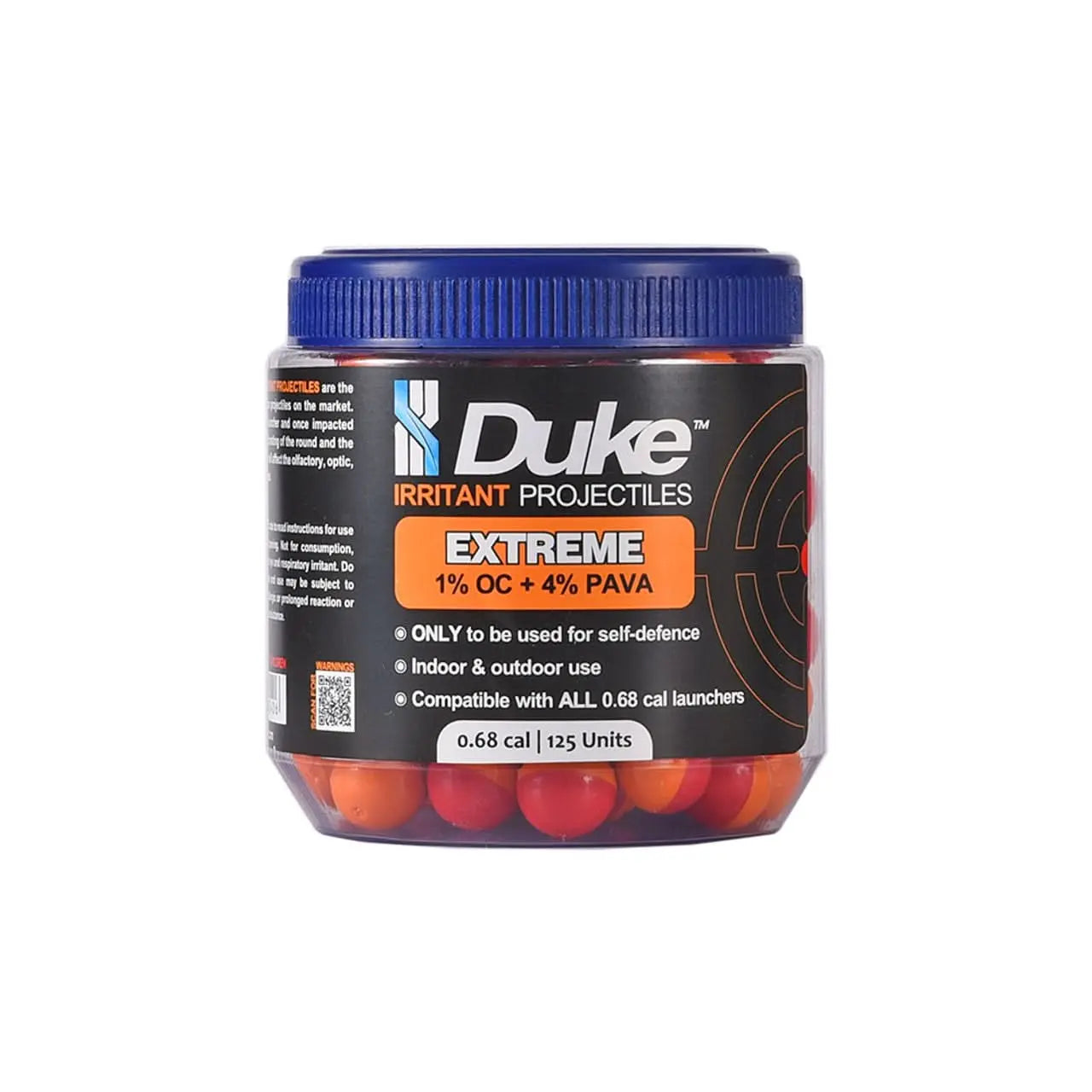 Duke EXTREME Irritant .68 Caliber Pepper Projectiles - 125 count - Titan Tactical