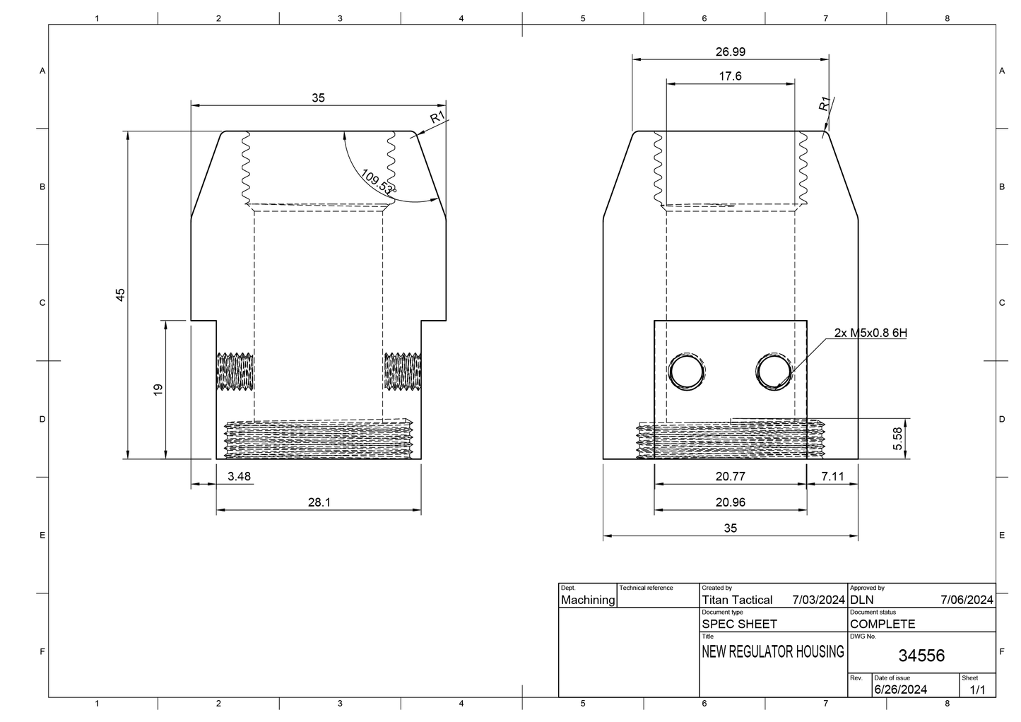 High Flow Regulator Housing for Valken M17 & CQMF - Titan Tactical